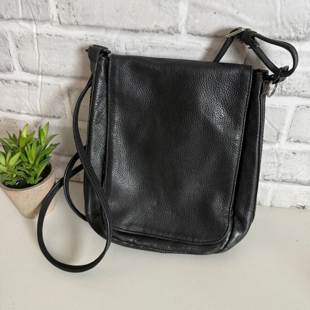 Vintage DayMakers Santa Barbara Black Pebbled Leather Anti-Theft Crossbody Bag